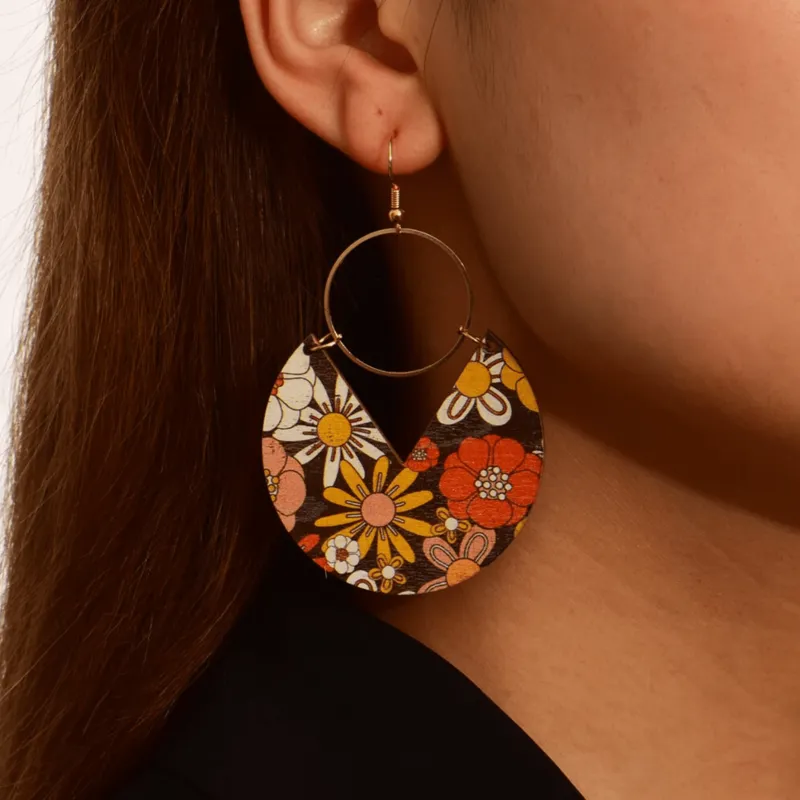 Goldtone Vintage Floral Circular Drop Earrings sold by Zulily