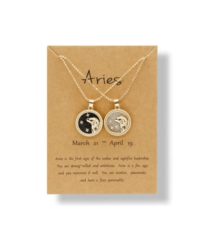 Crystal & 18K Goldtone Plated Zodiac Circular Set of 2 Pendant Necklaces - Aries sold by Zulily