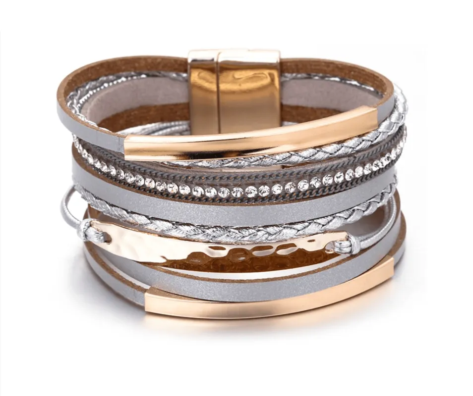 Grey Goldtone Multi Strand Faux Leather Bracelet sold by Zulily