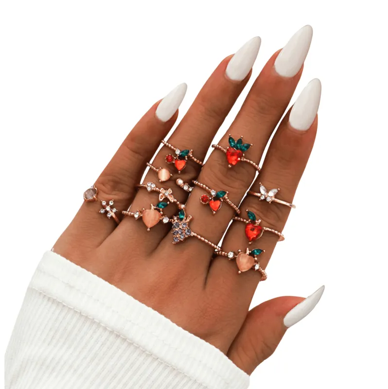 Crystal Strawberry Ring Set made by Zulily
