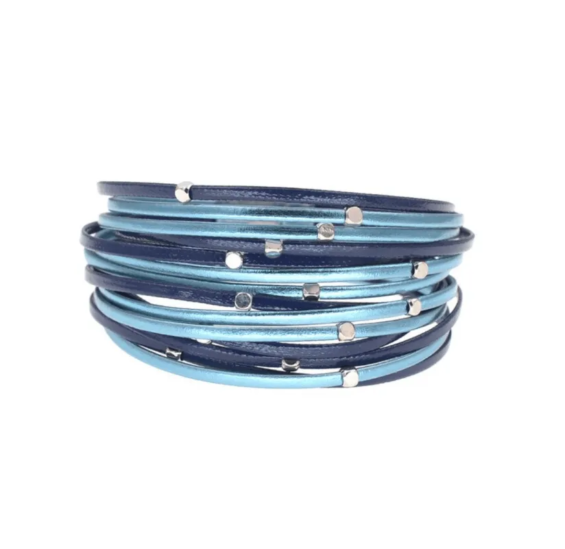 Blue Mix Faux Leather Multi-strand Bracelet sold by Zulily