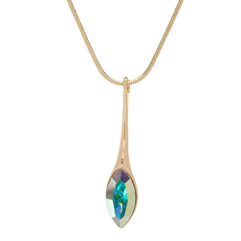 Elegant Long Gold AB Marquis Navette Drop Necklace with Swarovski Crystals sold by Zulily