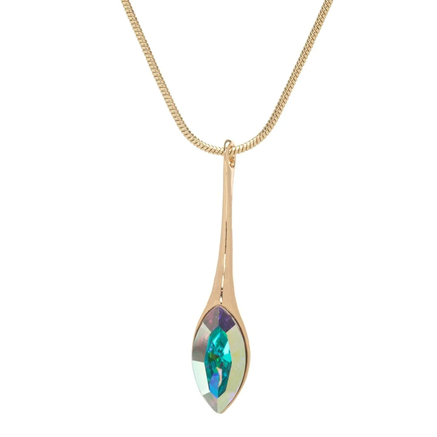 Elegant Long Gold AB Marquis Navette Drop Necklace with Swarovski Crystals sold by Zulily