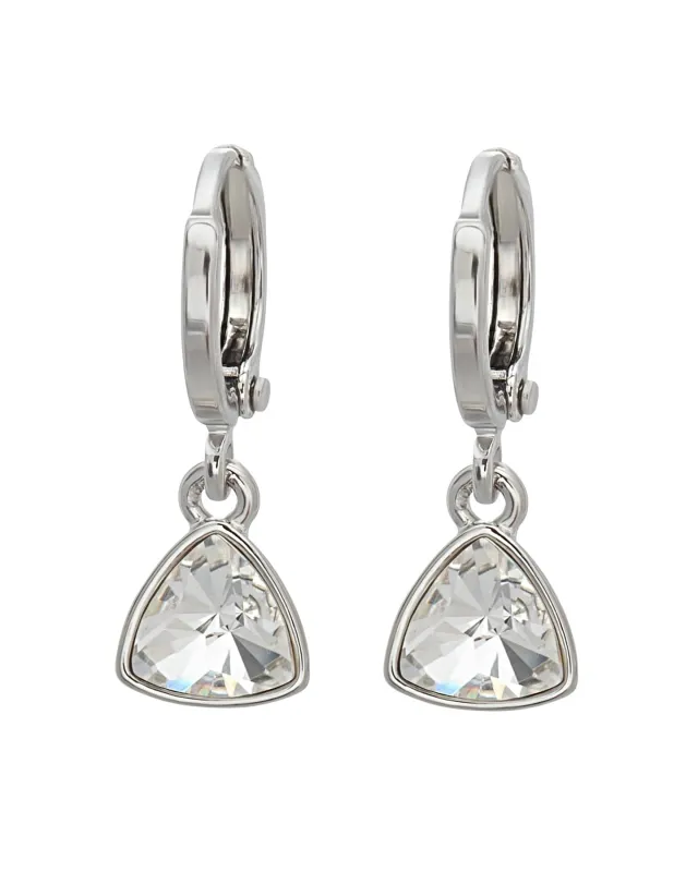 Clear and Silver Crystal Trillium Huggie Drop Earrings with Swarovski Crystals made by Zulily