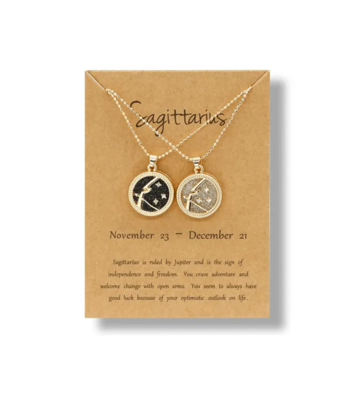 Crystal & 18K Goldtone Plated Zodiac Circular Set of 2 Pendant Necklaces - Sagittarius sold by Zulily