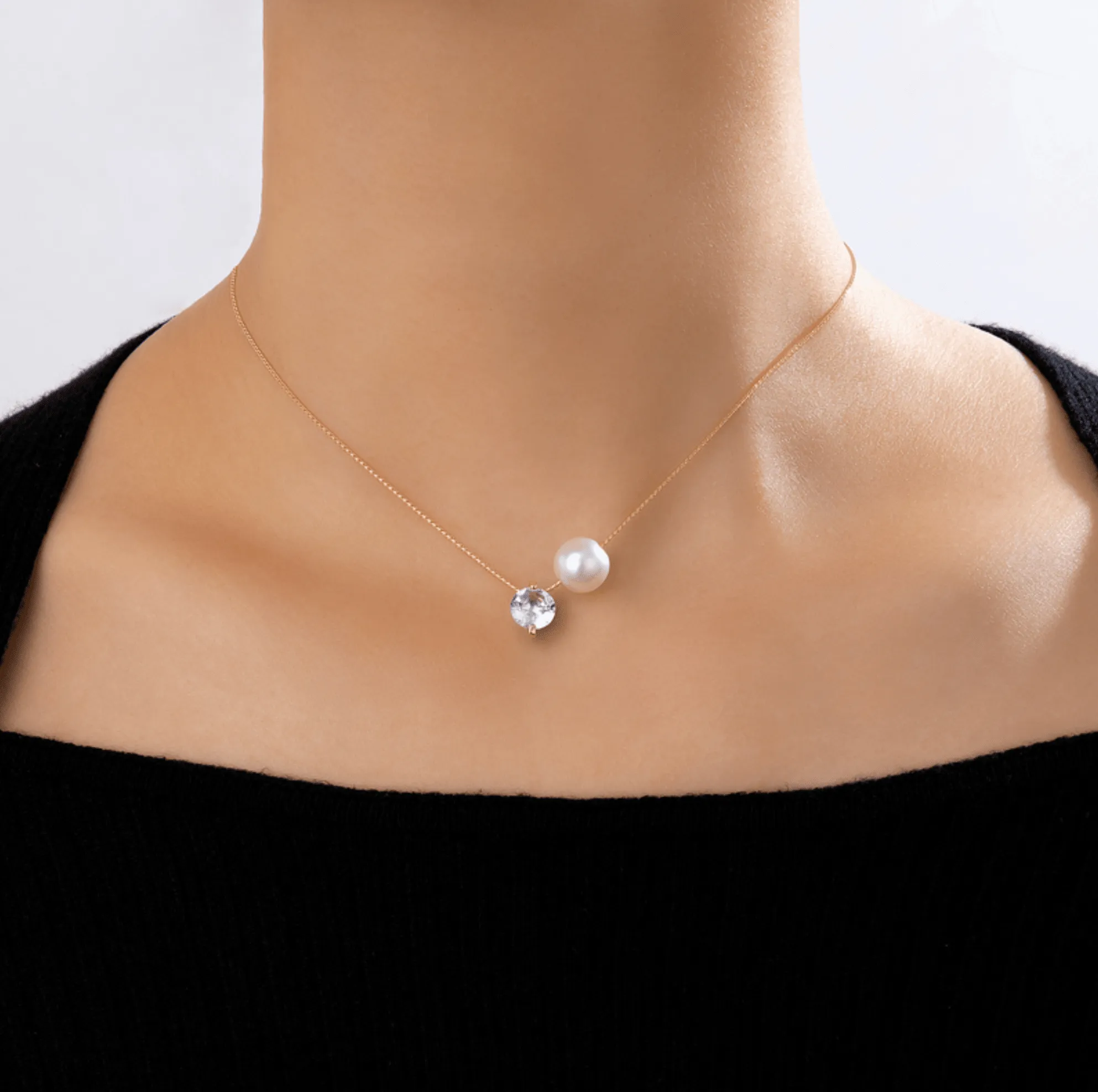 Goldtone Imitation Pearl & Crystal Dainty Necklace sold by Zulily