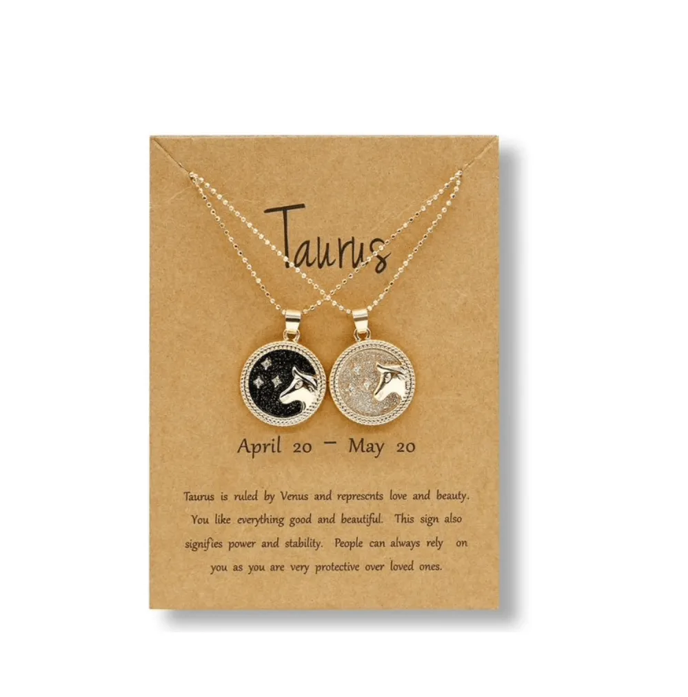 Crystal & 18K Goldtone Plated Zodiac Circular Set of 2 Pendant Necklaces - Taurus sold by Zulily