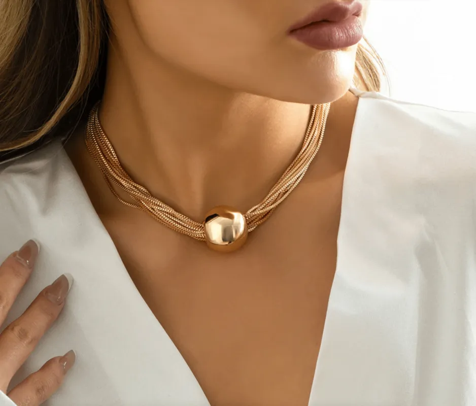 Goldtone Multichain And Bal Necklace sold by Zulily