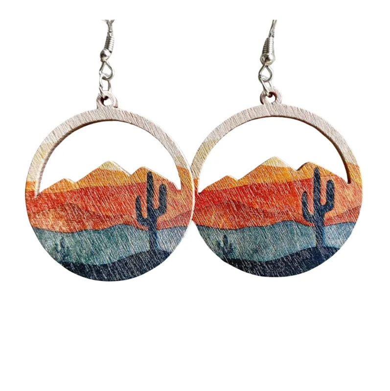 Desert Range & Cactus Sunset Circular Earrings sold by Zulily