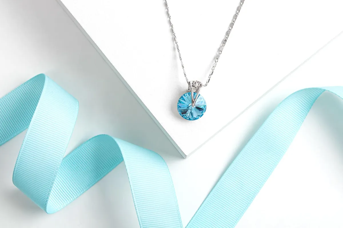 Crystal Aquamarine Rivoli Pendant Necklace with Swarovski Crystals sold by Zulily