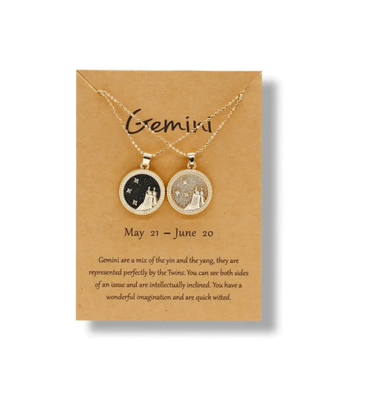 Crystal & 18K Goldtone Plated Zodiac Circular Set of 2 Pendant Necklaces - Gemini sold by Zulily