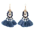 Blue Beaded And Multi Tassel Drop Earrings sold by Zulily