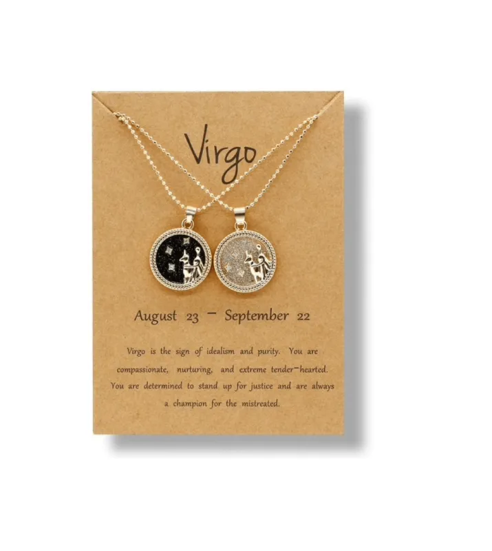 Crystal & 18K Goldtone Plated Zodiac Circular Set of 2 Pendant Necklaces - Virgo sold by Zulily