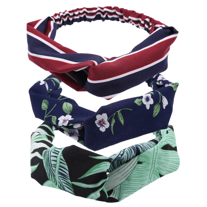 Set of 3 - Navy & Dainty Floral Twisted Headband sold by Zulily