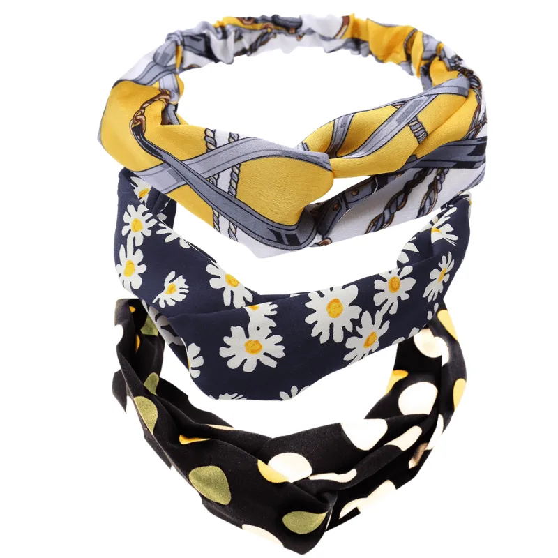Set of 3 - Yellow & Grey Patterned Twisted Headband - Don't AsK sold by Zulily