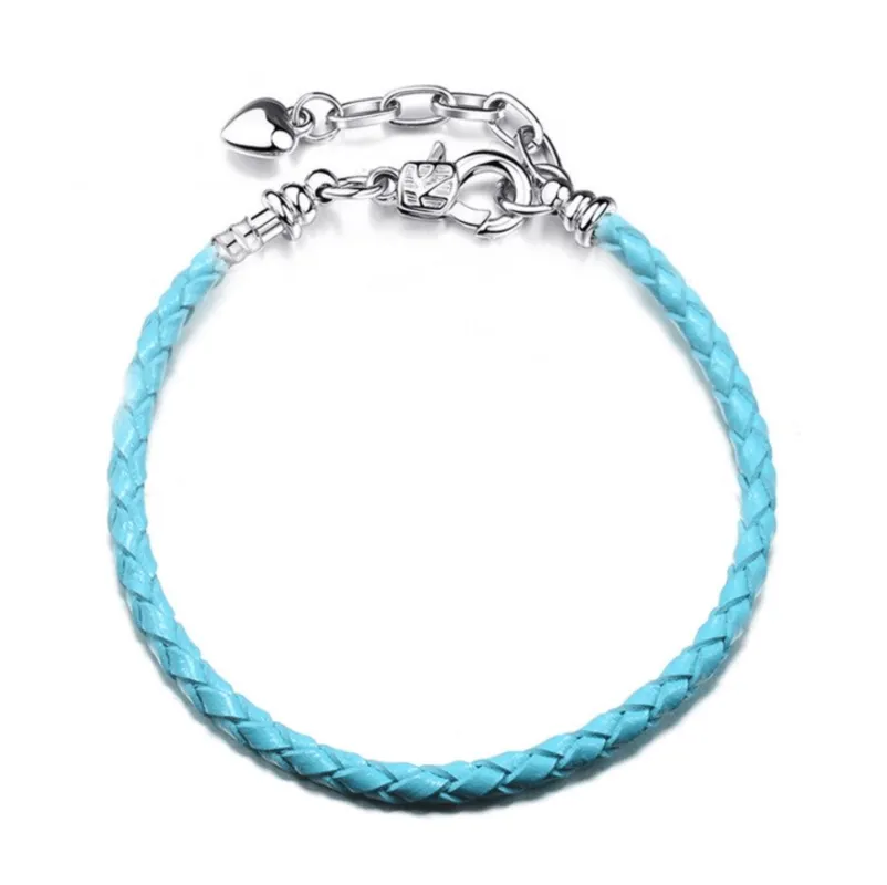 Silvertone braided leather adjustable charm bracelet in blue sold by Zulily