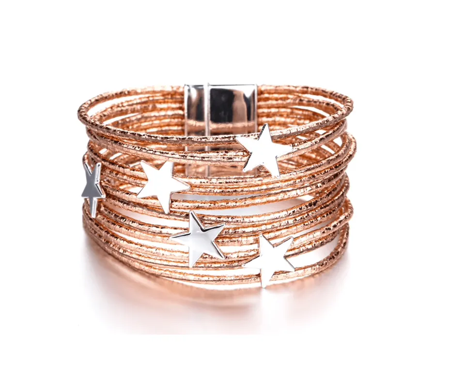 Rose Goldtone Stacked Stars Bracelet sold by Zulily