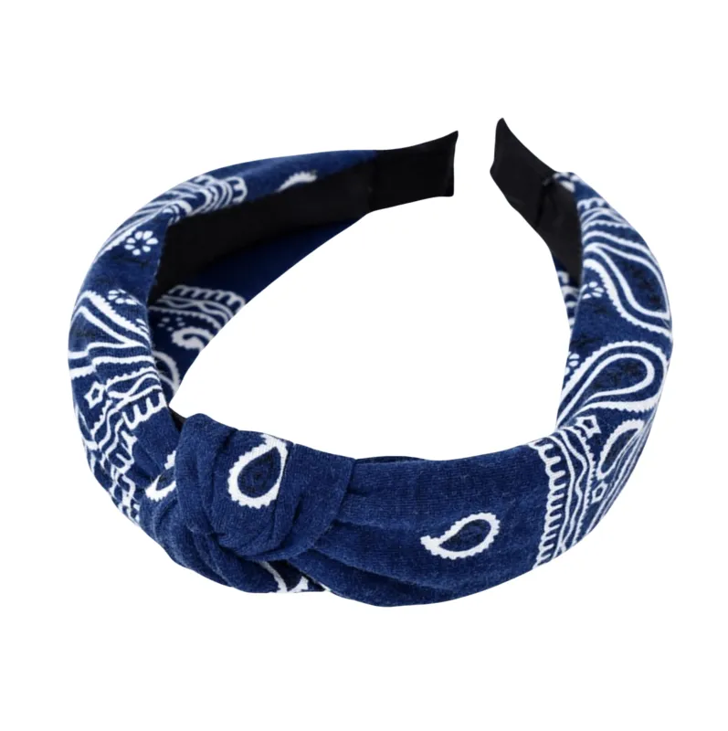 Navy Blue Bandana Twisted Headband sold by Zulily