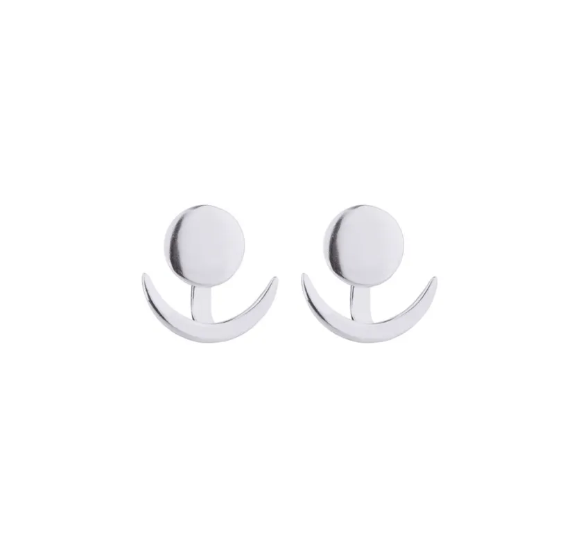 Silvertone Crescent Moon Circular Ear Jackets sold by Zulily