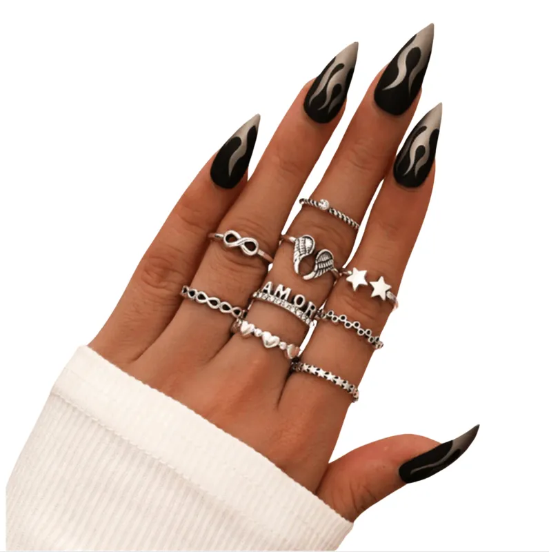 Silvertone Wing & Stars Ring Set made by Zulily