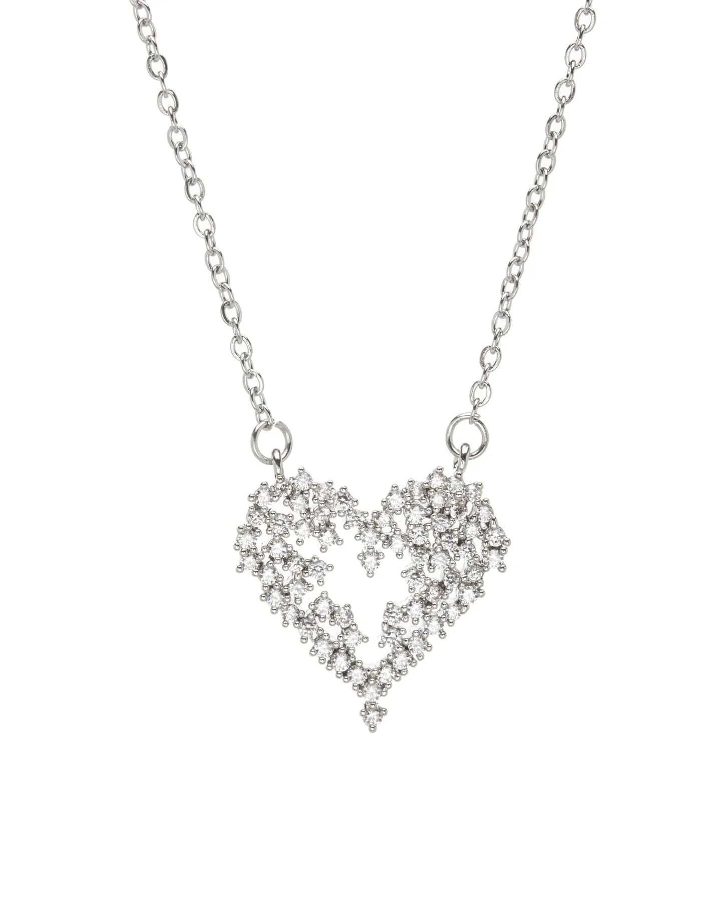 Silvertone Cubic Zirconia Clustered Heart Pendant Necklace sold by Zulily