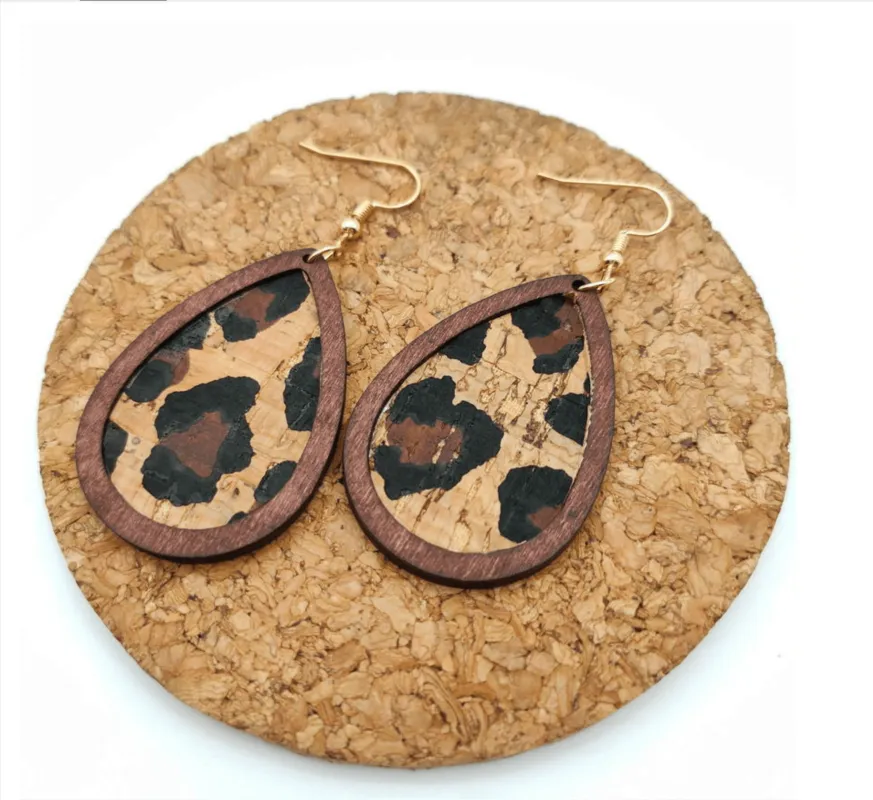 Wood Cheetah Print Teardrop Earrings sold by Zulily