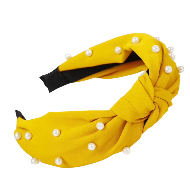 Yellow Faux Pearl Knotted Headband sold by Zulily