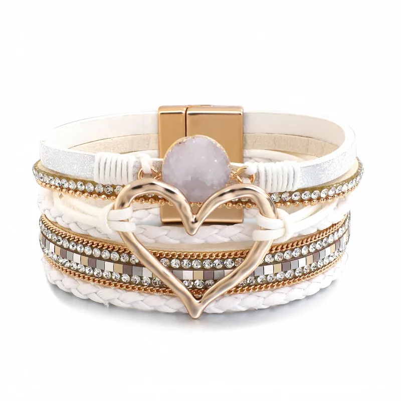 White Faux Leather Heart Multi-strand Bracelet sold by Zulily