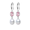 White Freshwater Pearl Drop Earrings With Pink Oval Cubic Zirconia sold by Zulily