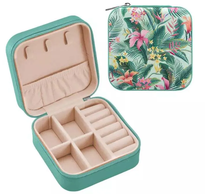 Tropical Turquoise and Pink Floral Travel Jewelry Case sold by Zulily