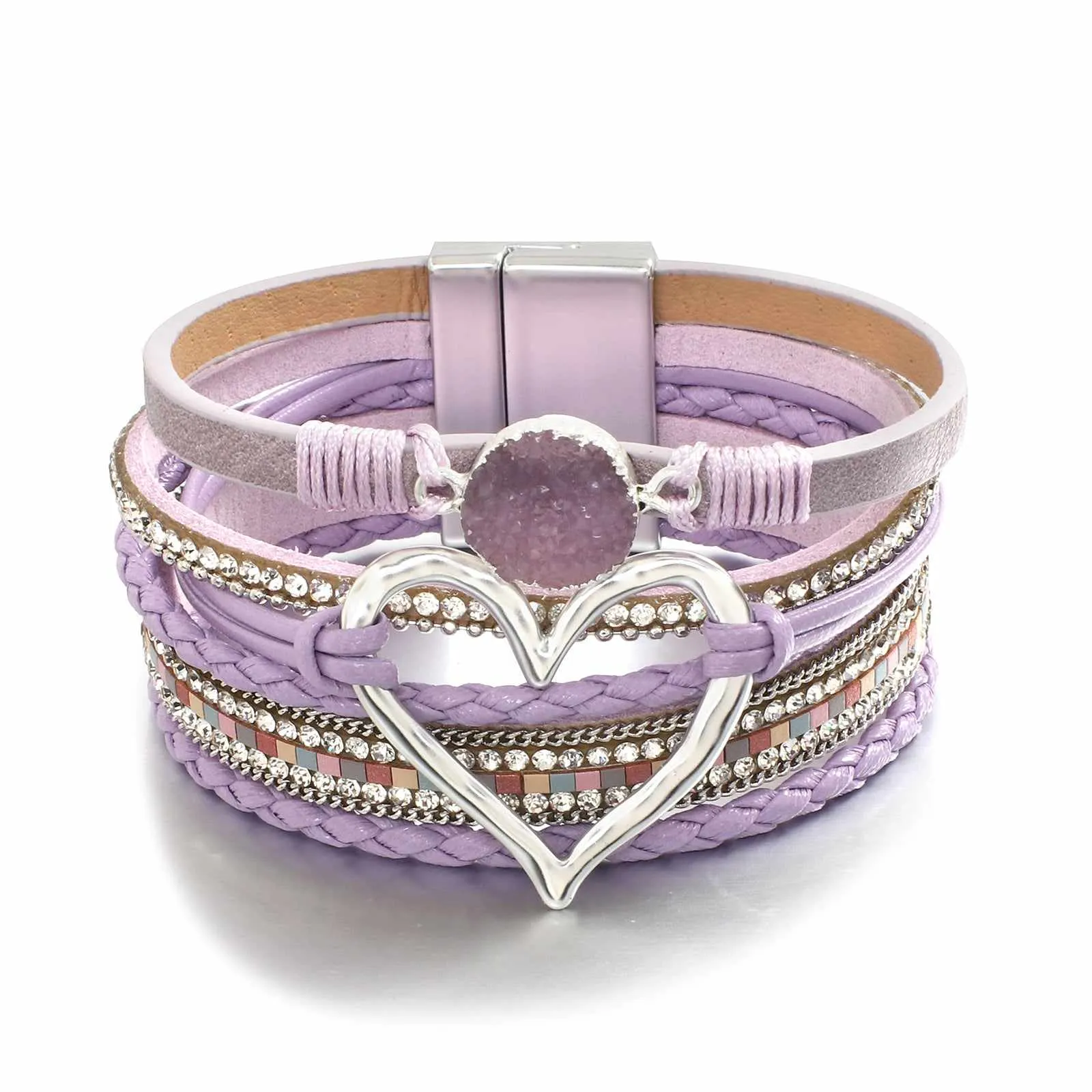 Violet Faux Leather Heart Multi-strand Bracelet sold by Zulily