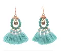 Turquoise Beaded And Multi Tassel Drop Earrings sold by Zulily