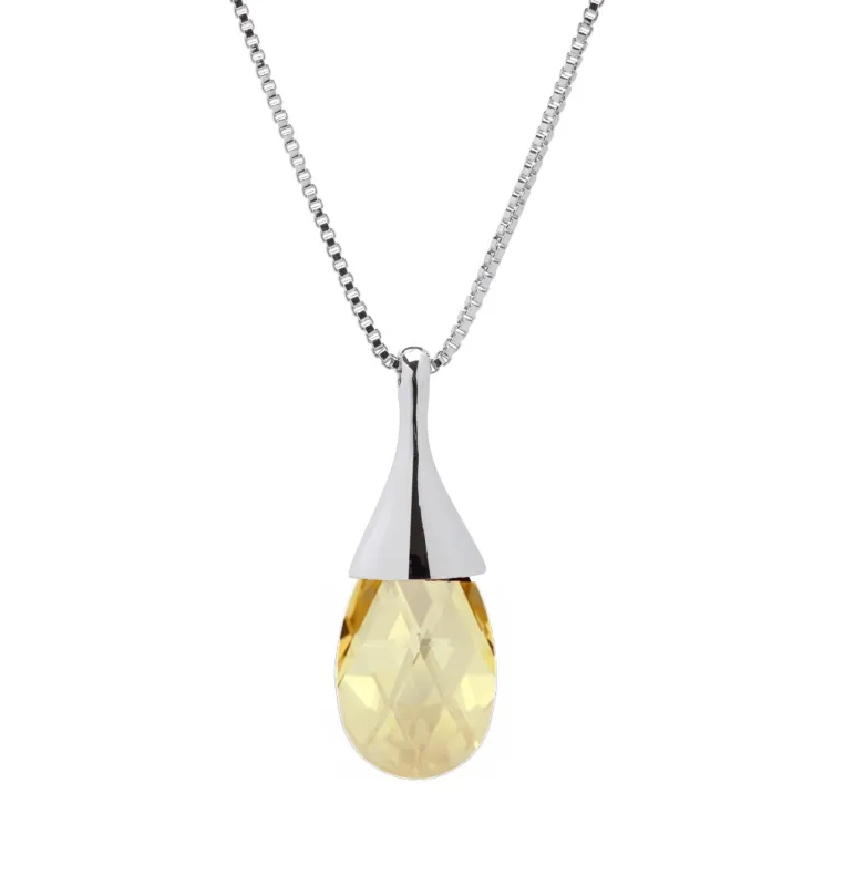 Teardrop Faceted Golden Shadow Crystal Pendant Necklace with Swarovski crystals sold by Zulily