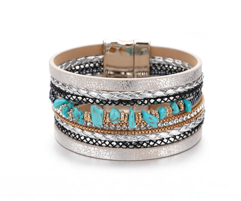 Teal Silvertone Braided Bracelet sold by Zulily