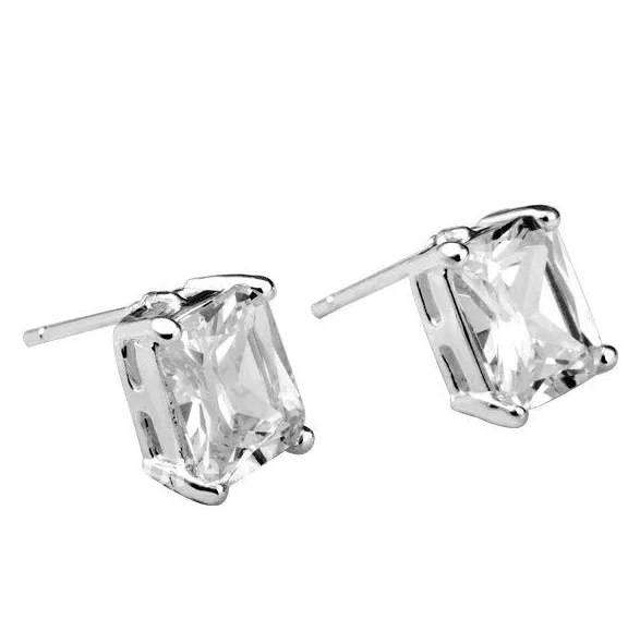 Sterling Silver Filled Cubic Zirconia Square Stud Earrings sold by Zulily