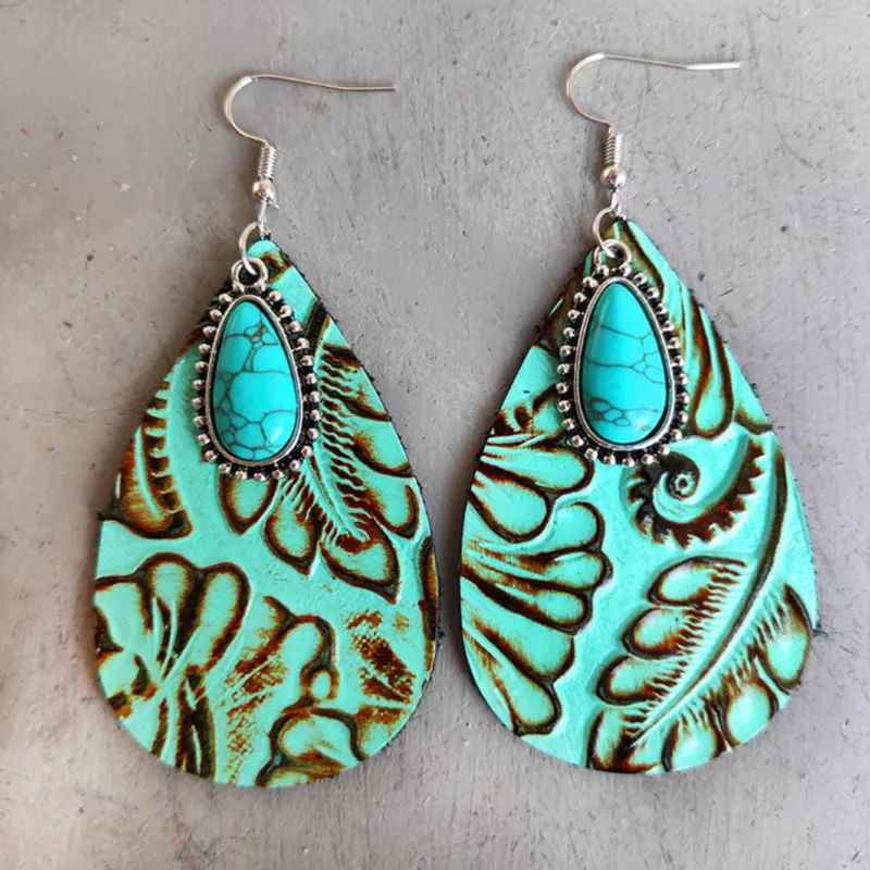 Turquoise and Multi Colored Patterned & Turquoise Teardrop Drop Earrings sold by Zulily