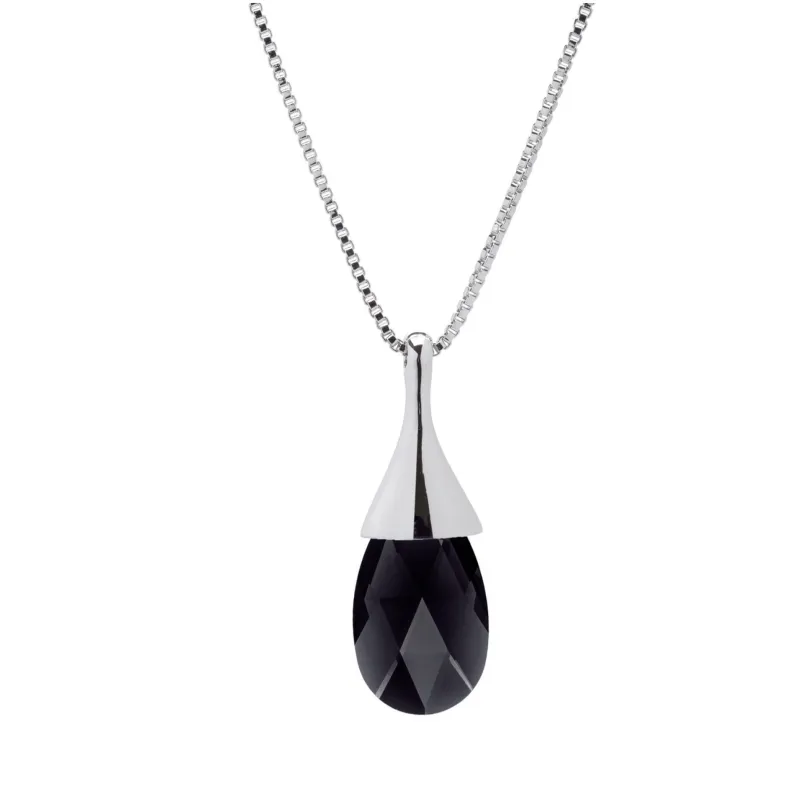 Teardrop Faceted Jet Crystal Pendant Necklace with Swarovski crystals sold by Zulily