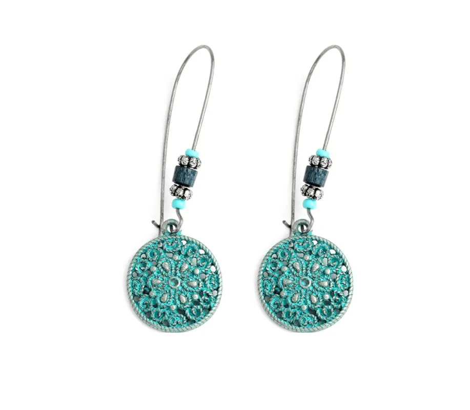 Teal Circular Bead Earrings sold by Zulily