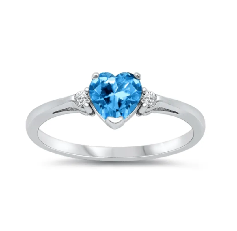 Sterling Silver Blue Topaz CZ Heart Ring sold by Zulily