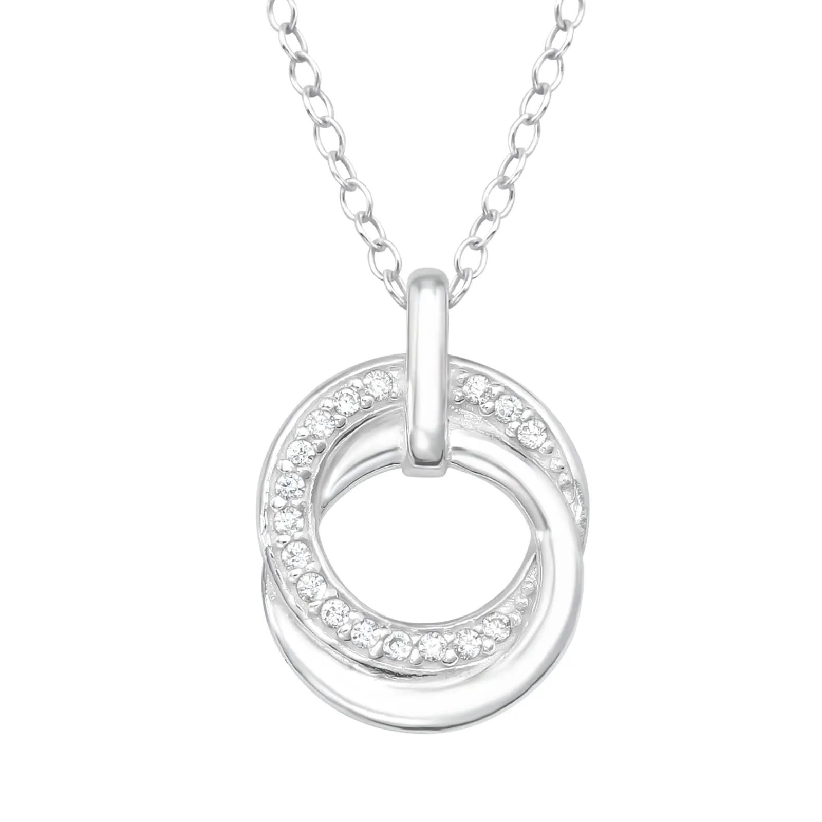 Sterling Silver Interlocking Infinity Circles With Cubic Zirconia sold by Zulily