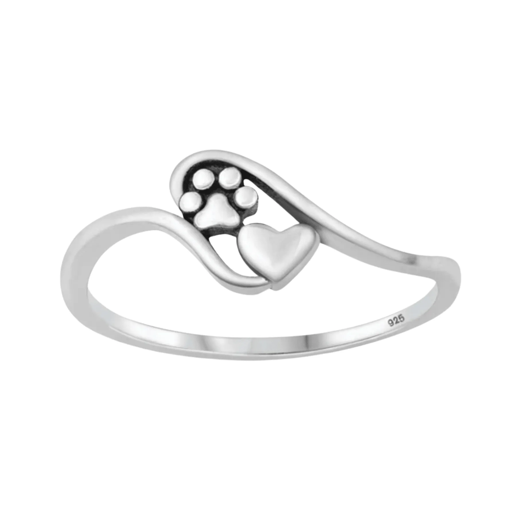 Sterling Silver Heart Paw Print Bypass Ring sold by Zulily product image thumbnail 4