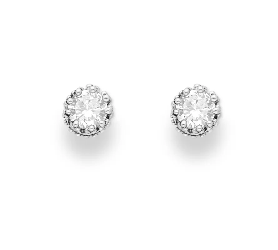 Sterling Silver Cubic Zirconia Halo Style Stud Earrings sold by Zulily