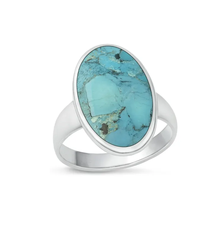 Natural Turquoise & Sterling Silver Oval-Cut Ring sold by Zulily