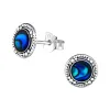 Blue Sterling Silver Circular Stud Earrings sold by Zulily