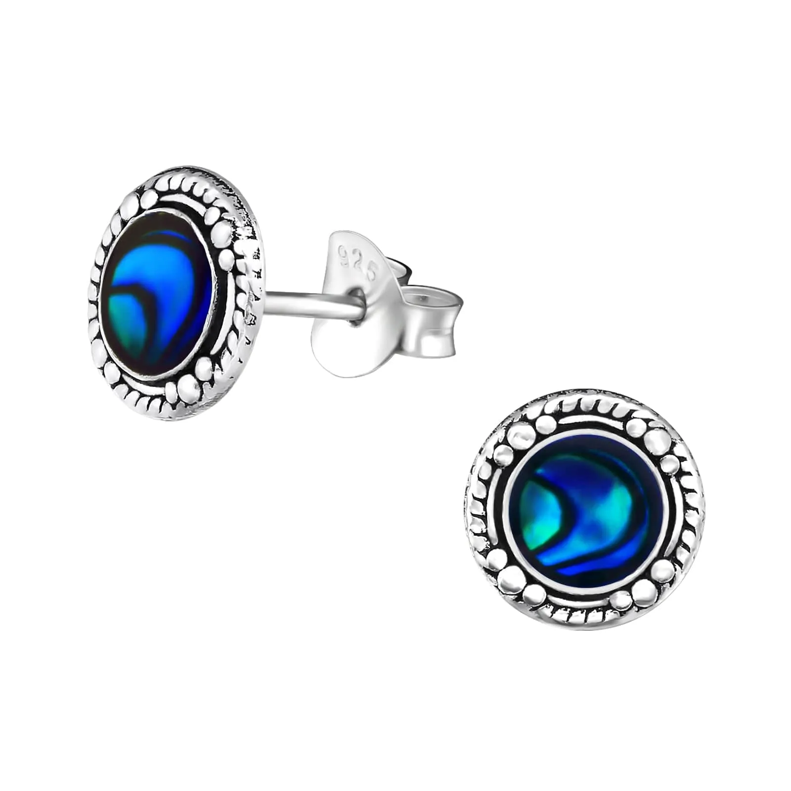 Blue Sterling Silver Circular Stud Earrings sold by Zulily