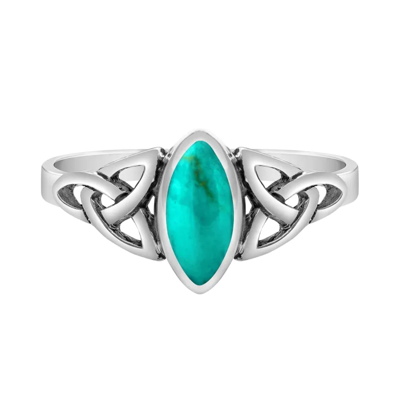 Lab-Created Turquoise & Sterling Silver Marquise Celtic Ring sold by Zulily