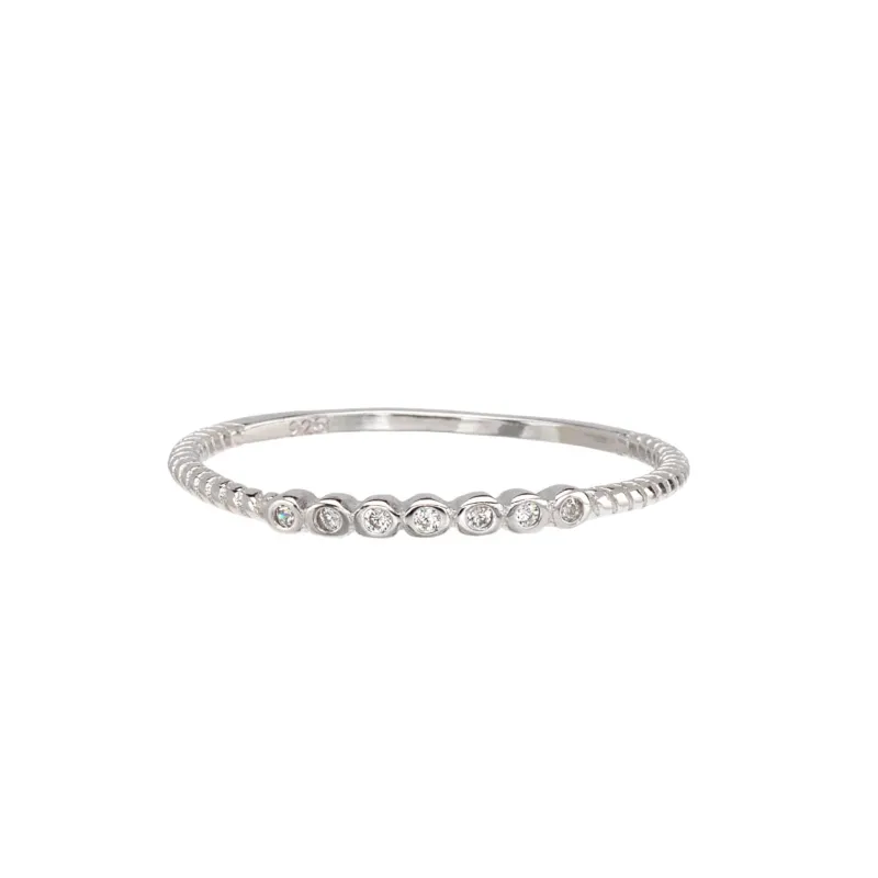 Cubic Zirconia and Sterling SiIver Bezel Round-Cut Ring sold by Zulily
