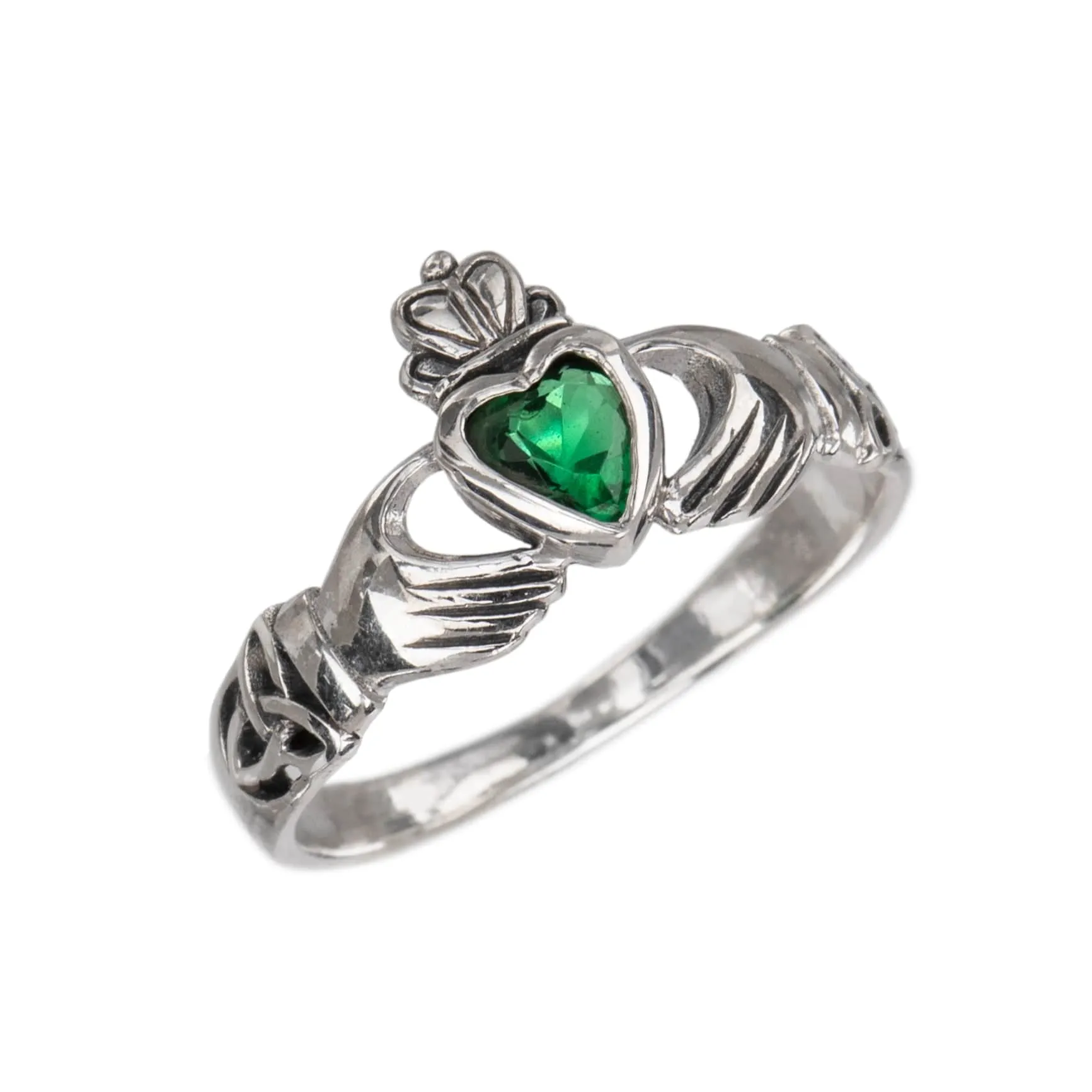 Sterling Silver & Emerald CZ Heart Claddagh Ring sold by Zulily product image thumbnail 2