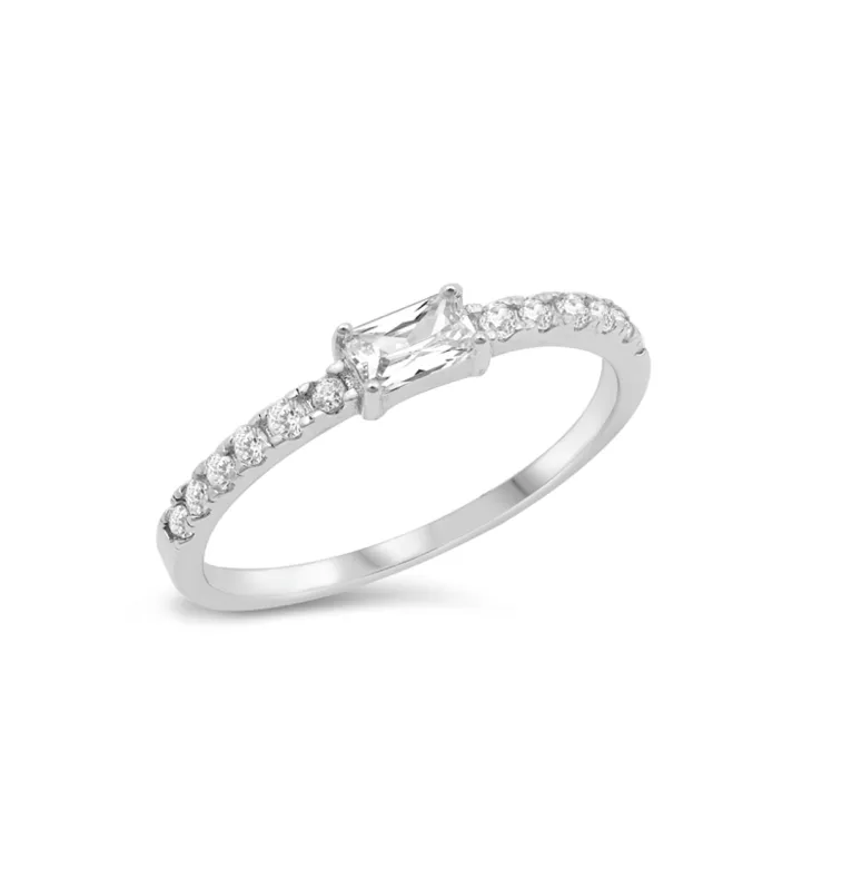 Cubic Zirconia and Sterling Silver Square Band Ring sold by Zulily