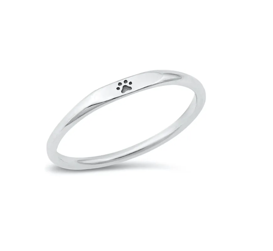 Sterling Silver Dainty Paw Print Signet Ring sold by Zulily